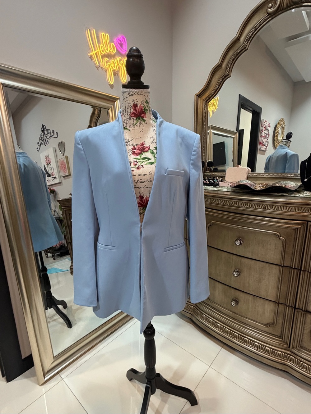 Zara Light Blue Lined Blazer